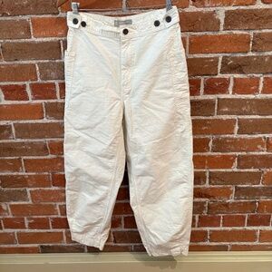 Everlane Carpenter Cropped Pant Size 6 Cream Organic Cotton